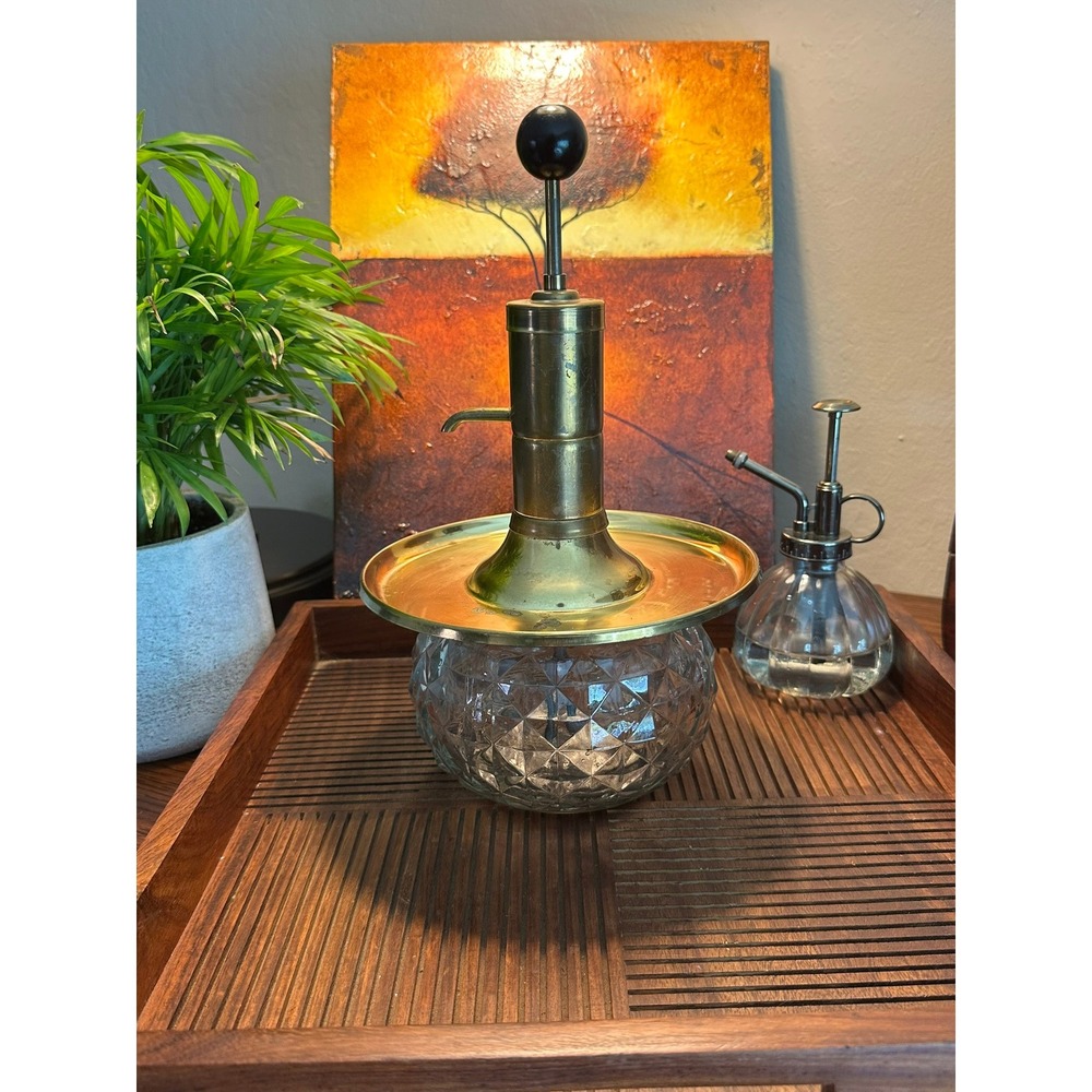 Vintage Park Industries Glass and Brass Decanter Pump Dispenser Mid Century - Picture 2 of 10
